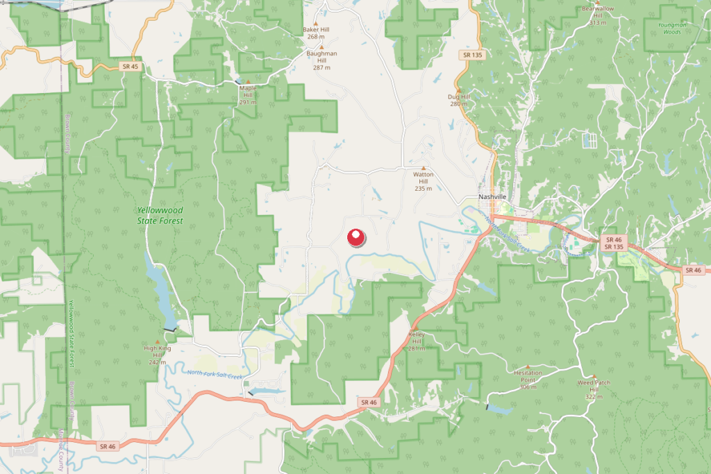 Map of Nashville, Indiana